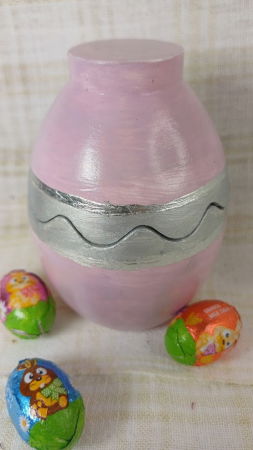 Ou roz/argintiu din ceramica handmade + lumanare alba de ceara de soia [1]