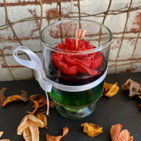 Lumanare parfumata, " Trandafir elegant ", in pahar  de sticla vintage. [1]