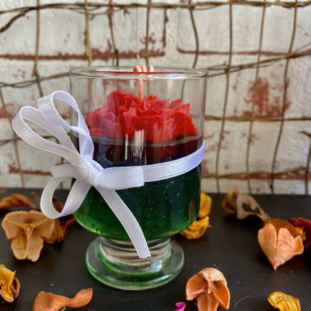 Lumanari - Lumanare parfumata, " Trandafir elegant ", in pahar  de sticla vintage.