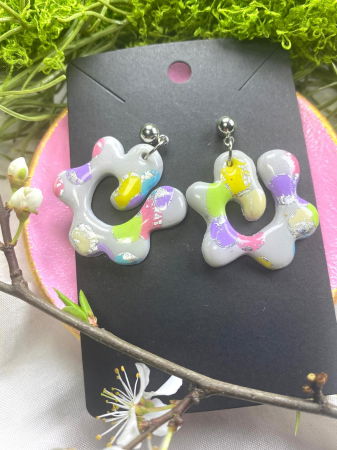 Cercei handmade - Florile multi colorat