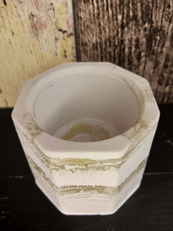 Recipient (pahar) hexagonal din ceramica alb/auriu [3]