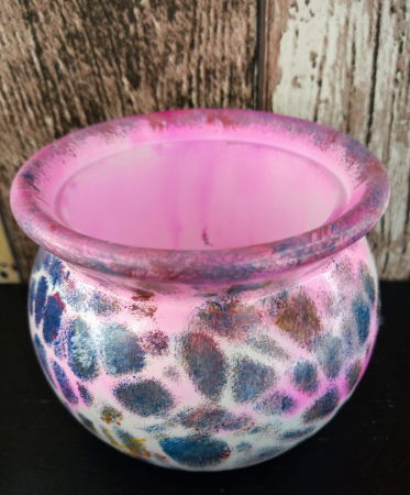 Recipient rotund  - "marbled pot",  pictat manual, din ceramica, cu capac. [5]