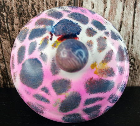 Recipient rotund  - "marbled pot",  pictat manual, din ceramica, cu capac. [6]