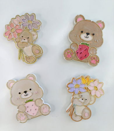 Decoratiuni - Magneți de frigider 'ursuleti', din ceramica, lucrati si pictati manual + magnet "iepuras", cadou