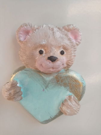 "Magneți de frigider din ceramica, "ursulet cu inimoare", lucrati si pictati manual. [2]