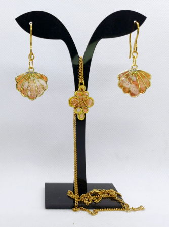 Cercei handmade - Set cercei si colier  "evantai "