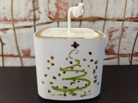 Set decorativ - trei lumanari din ceara de soia turnate in pahare de ceramica plus suport dreptunghiular din ceramica. [10]