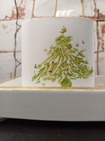 Set decorativ - trei lumanari din ceara de soia turnate in pahare de ceramica plus suport dreptunghiular din ceramica. [17]