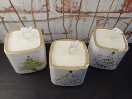 Set decorativ - trei lumanari din ceara de soia turnate in pahare de ceramica plus suport dreptunghiular din ceramica. [8]