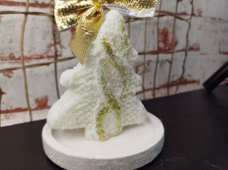 Set decorativ  Craciun - lumanare bradut plus suport ceramic. [6]