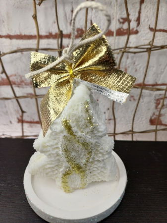 Set decorativ  Craciun - lumanare bradut plus suport ceramic. [7]