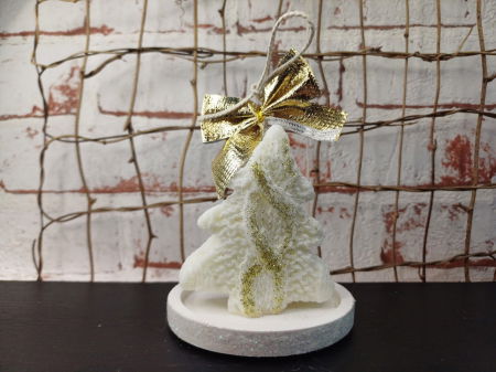 Set decorativ  Craciun - lumanare bradut plus suport ceramic. [1]