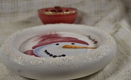 Set decorativ Craciun - om de zapada suport ceramic plus lumanare in sticla [2]