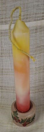 Set decorativ de Craciun - 'Long Candle 2' - lumanare plus suport din ceramica pictat manual [1]