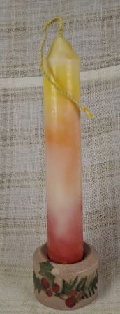 Set decorativ de Craciun - 'Long Candle 2' - lumanare plus suport din ceramica pictat manual [8]