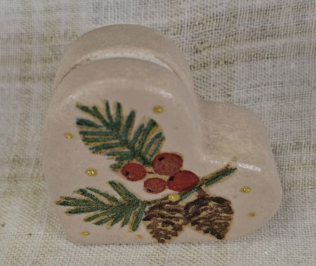 Set decorativ de Craciun - 'Long Candle 2' - lumanare plus suport din ceramica pictat manual [10]