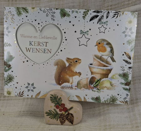 Set decorativ de Craciun - 'Long Candle 2' - lumanare plus suport din ceramica pictat manual [2]