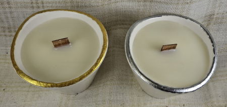 Set decorativ de Craciun - lumanare alba din ceara de soia in suport din ceramica handmade [4]