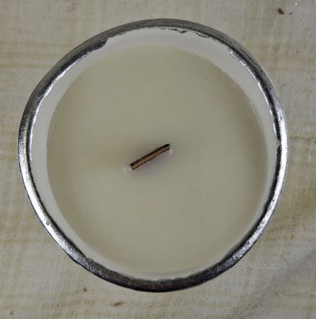 Set decorativ de Craciun - lumanare alba din ceara de soia in suport din ceramica handmade [1]