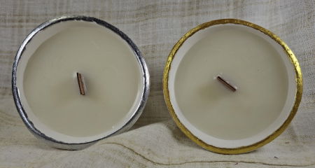 Set decorativ de Craciun - lumanare alba din ceara de soia in suport din ceramica handmade [2]