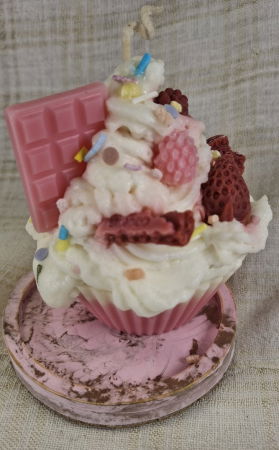 Set decorativ de Craciun - 'Melting Cupcake' - lumanare plus suport din ceramica [3]