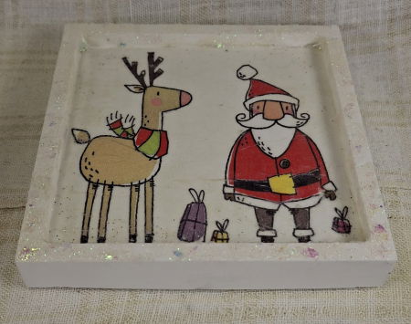 Set decorativ de Craciun - 'Rudolph & Santa' - lumanare plus suport din ceramica pictat manual [6]