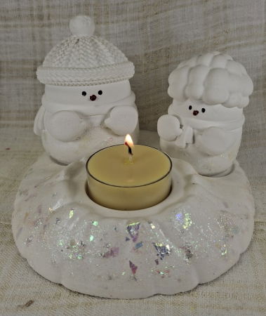 Ceramica handmade - Set decorativ de Craciun - 'Snow Couple'
