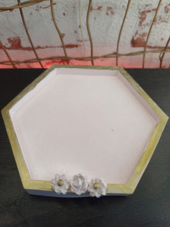 Set decorativ - farfurie cu flori aurii [6]