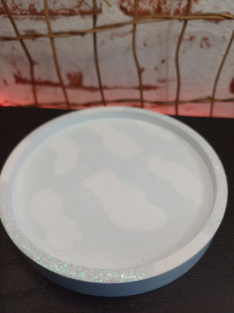 Lumanare "ingeras pe nor " cu farfurioara din ceramica bleu. [13]