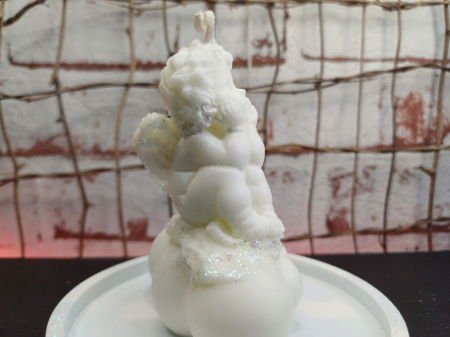 Lumanare "ingeras pe nor " cu farfurioara din ceramica bleu. [7]