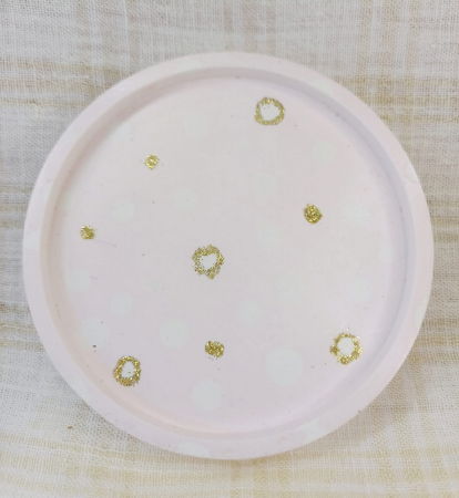 Set decorativ - lumanare parfumata din ceara de soia ecologica + farfurie ceramica handmade [2]