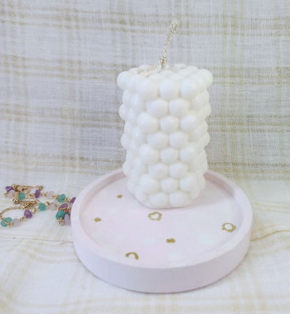 Set decorativ - lumanare parfumata din ceara de soia ecologica + farfurie ceramica handmade [5]