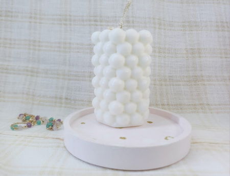 Set decorativ - lumanare parfumata din ceara de soia ecologica + farfurie ceramica handmade [4]