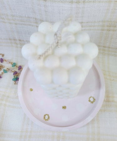 Set decorativ - lumanare parfumata din ceara de soia ecologica + farfurie ceramica handmade [3]