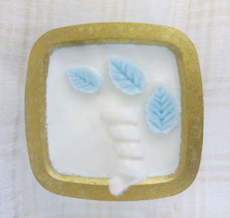 Set decorativ - lumanare si suport-farfurie patrat, albastru/auriu [2]