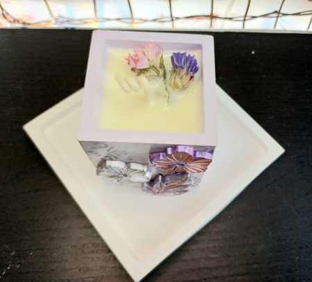 Set decorativ pahar mov cu floricele [1]