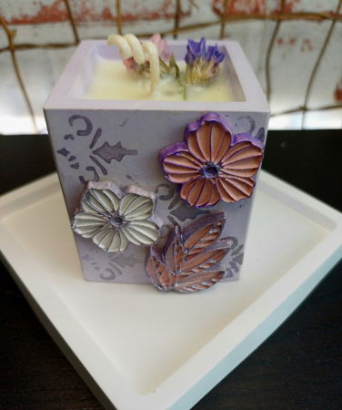 Set decorativ pahar mov cu floricele [15]