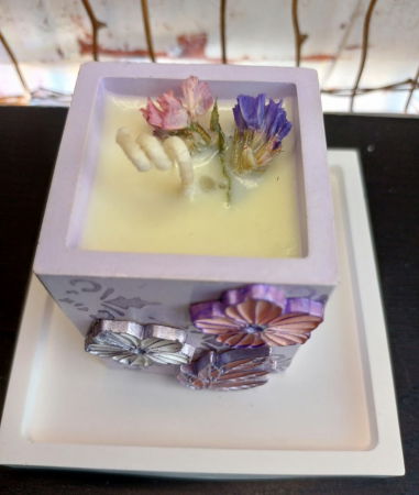 Set decorativ pahar mov cu floricele [2]