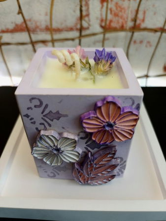 Set decorativ pahar mov cu floricele [6]