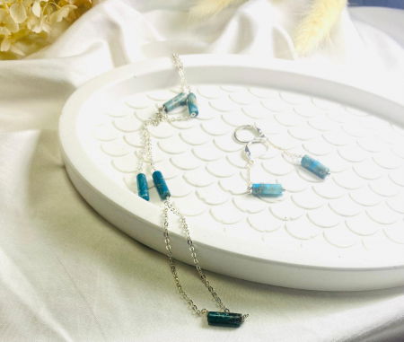 Cercei handmade - Set elegant din jasp imperial albastru - colier si cercei