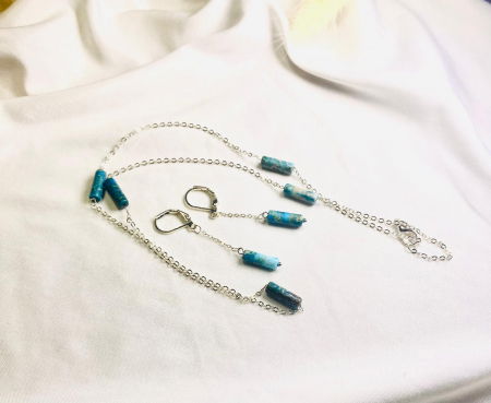 Set elegant din jasp imperial albastru - colier si cercei [1]