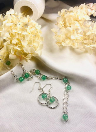 Set lantisor si cercei "aventurin" [2]