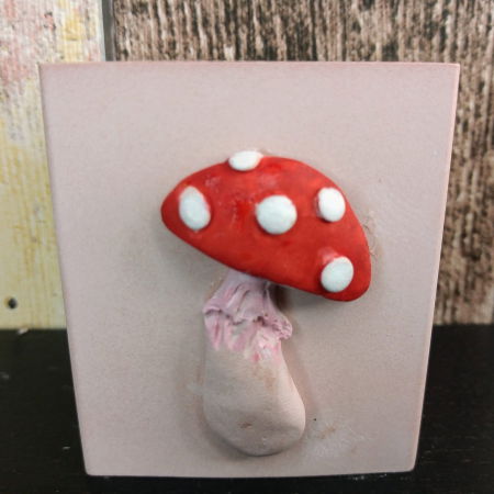 Recipient pahar decorat cu ciupercuta, din ceramica, roz [4]