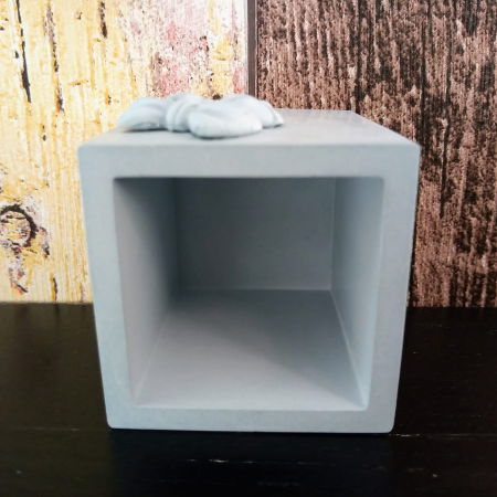 Recipient patrat cu fundita din ceramica bleu [3]