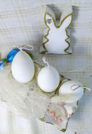 Suport de oua din ceramica handmade + 3 lumanari albe " ousoare parfumate " [6]