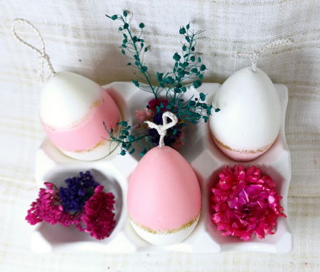 Suport de oua din ceramica handmade + 3 lumanari " ousoare parfumate " [8]