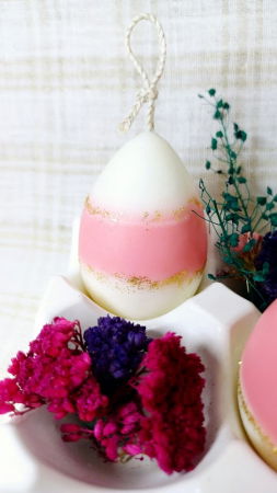 Suport de oua din ceramica handmade + 3 lumanari " ousoare parfumate " [5]