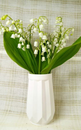 Vază albă ceramică + lumânare de ceară de soia albastru deschis [3]