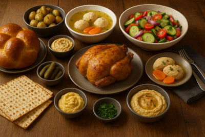 Mâncare tradițională Kosher pe masă