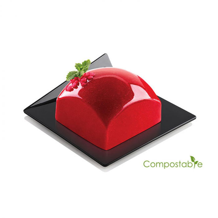 Baza Plastic Prezentare Monoportii, Compostable Patrat Negru, 8.3 x 8.3 cm, Set 100 Buc [2]